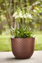 Fuente Grains 30cm Round Plastic Indoor & Outdoor Plant Pot - Rusty Brown