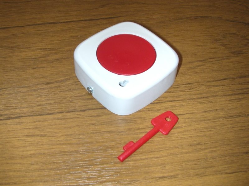 Panic Button Personal Attack Alarm Non-Latching White Plastic - Single Button Centre Push