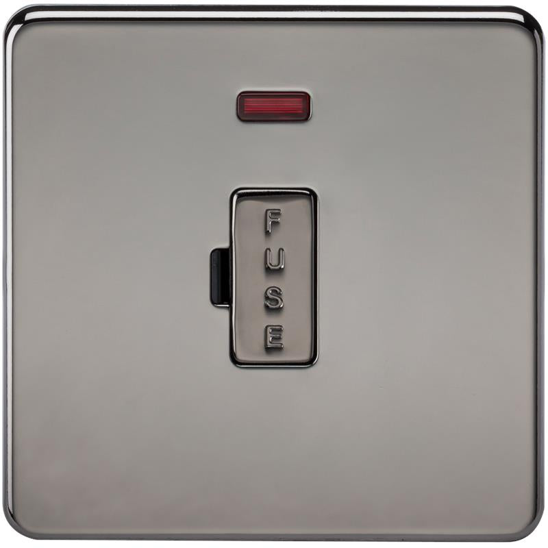 13A Screwless Black Nickel Fused Spur Connector Unit with Neon