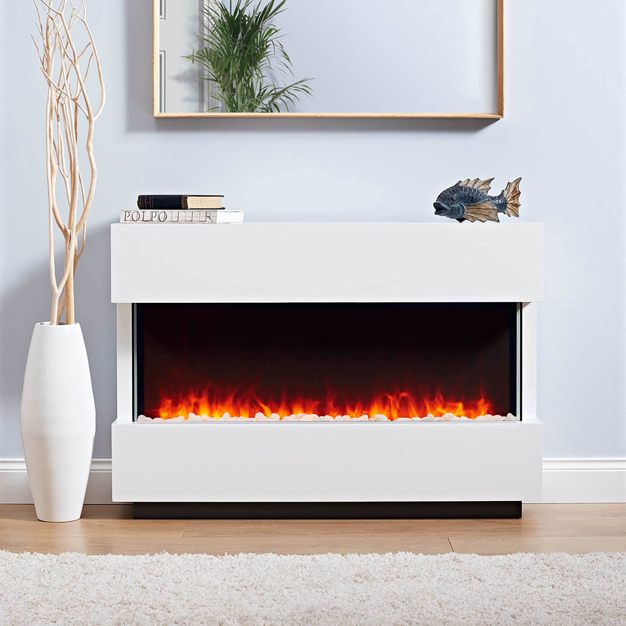 Panoramic Complete Electric Fire Suite, White