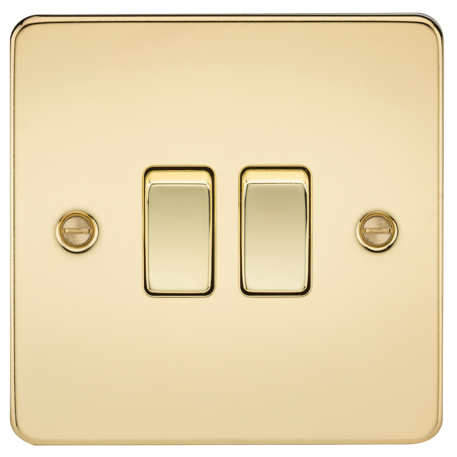 Flat Plate 10AX 2G 2-way switch - polished brass