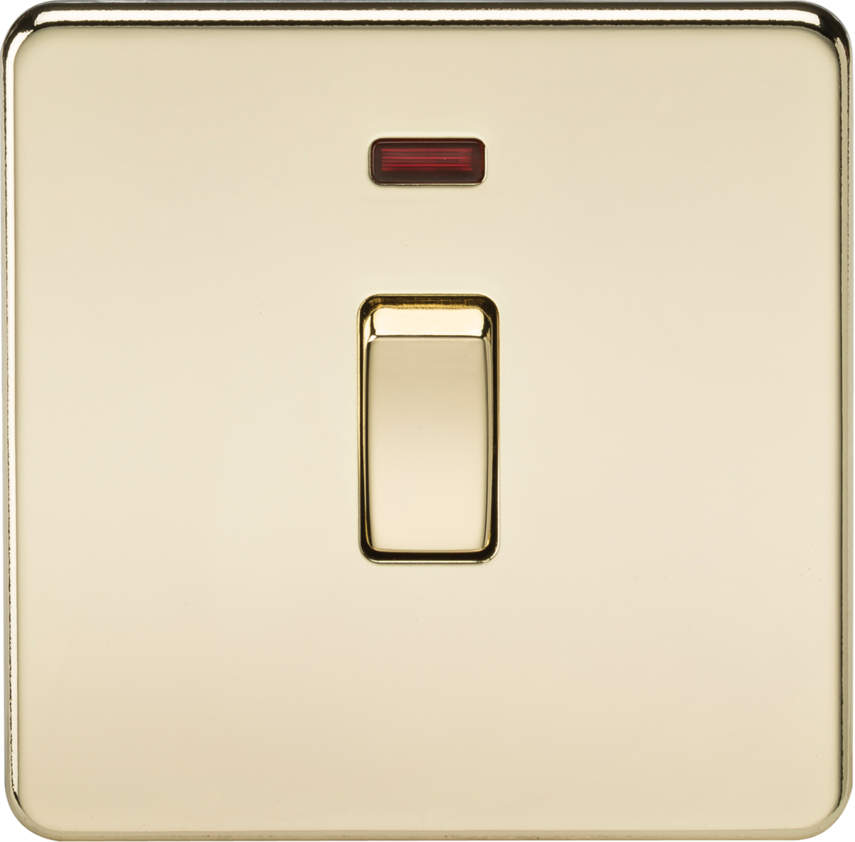 20A 1G DP 230V Screwless Polished Brass Electric Wall Plate Switch with Neon