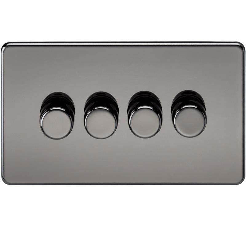 10-200W 4G 2 Way 230V Screwless Black Nickel Electric Dimmer Switch Led Compatible