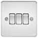 Flat Plate 10AX 3G 2-way switch - brushed chrome