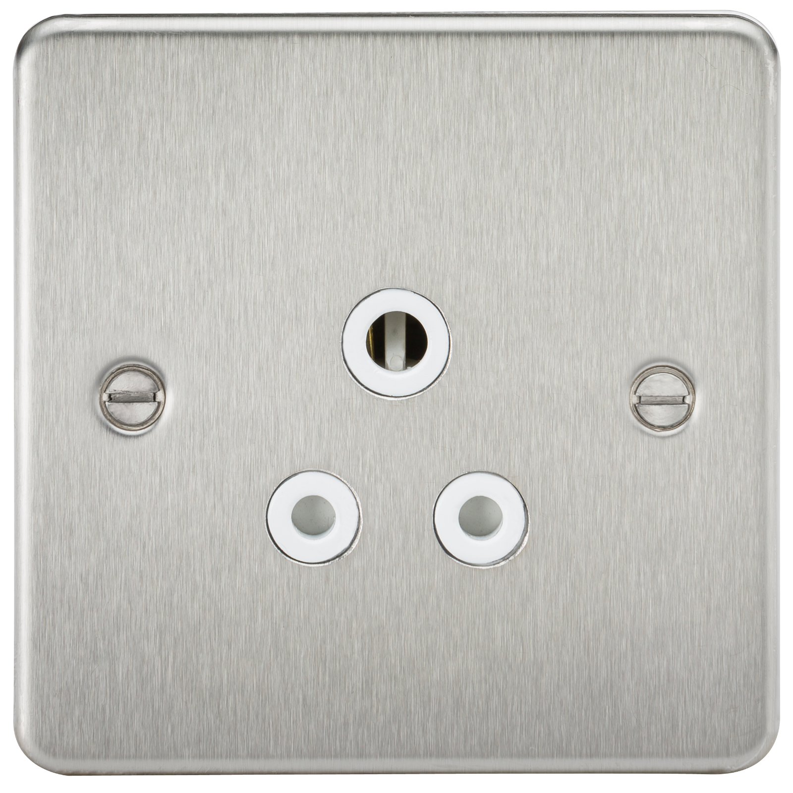 Flat Plate 5A unswitched socket - brushed chrome with white insert