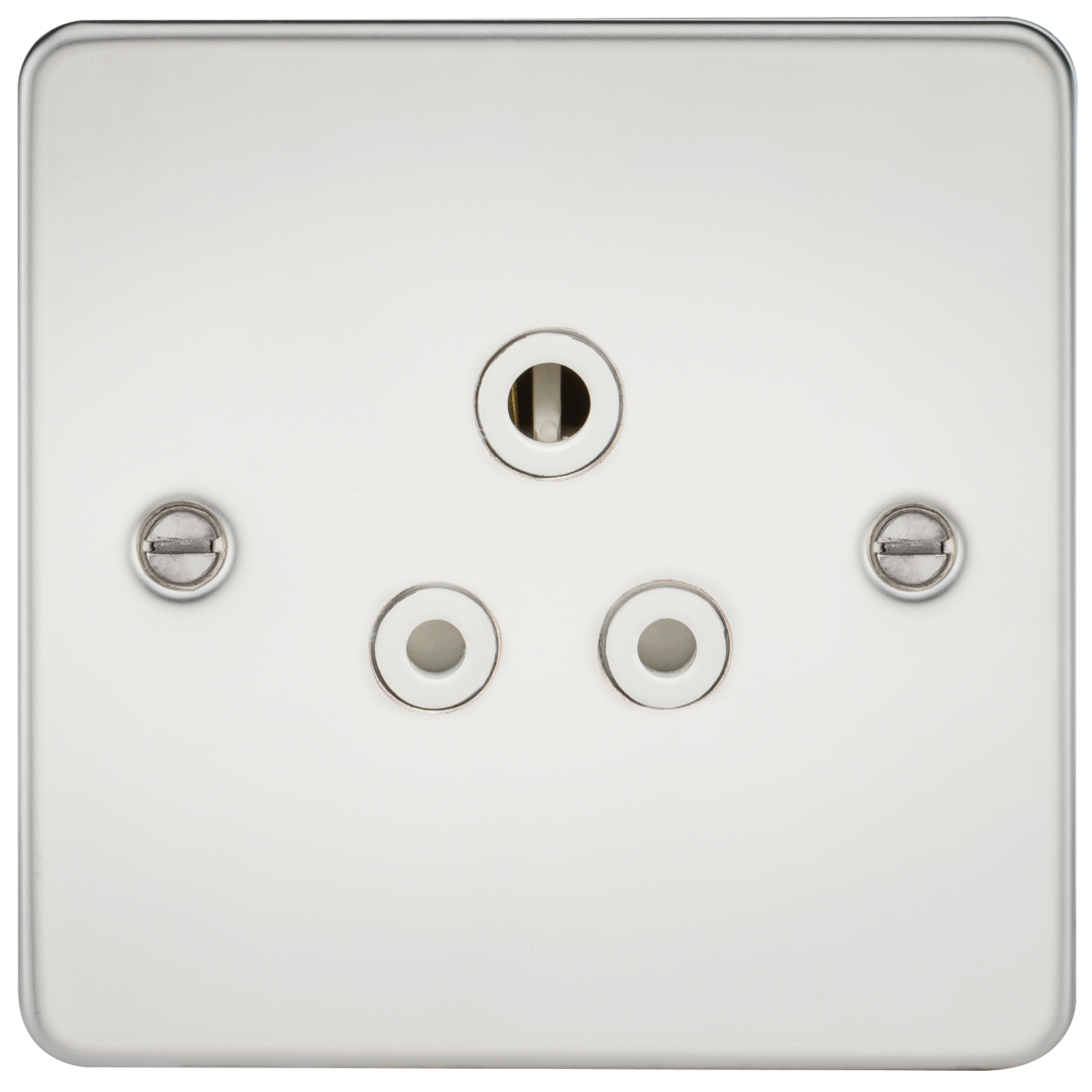 Flat Plate 5A unswitched socket - polished chrome with white insert