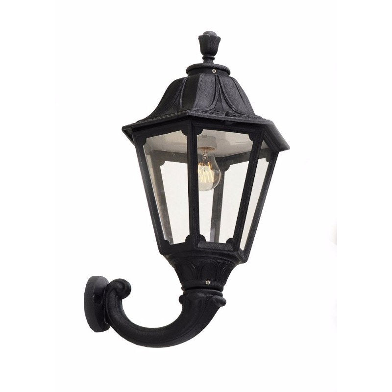 Black Noemi Traditional Garden Lantern w/  Wall Arm