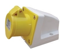 16A 2P+E 110V Yellow Female Angled Wall Socket