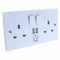 2 PACK SPECIAL 2 Way UK Power Socket with USB Charging Plate