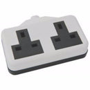 White UK 3 Pin Plug With 2 Gang 2G Socket Extension Cord Cable Lead - 2m