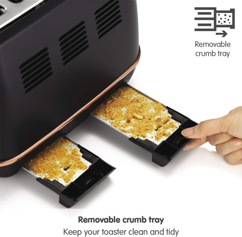 Evoke 4 Slice Toaster, Rose Gold & Black