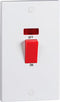 45A White 2G DP 230V Electric Cooker Wall Plate Switch With Neon