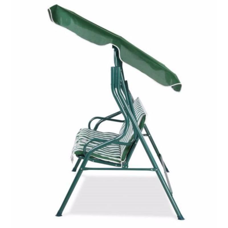 3 Seater Green & White Swinging Outdoor Garden Hammock Bench