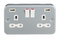 Metal Clad 13A 2 Gang Switched Socket With 2 USB 5V Charger Ports