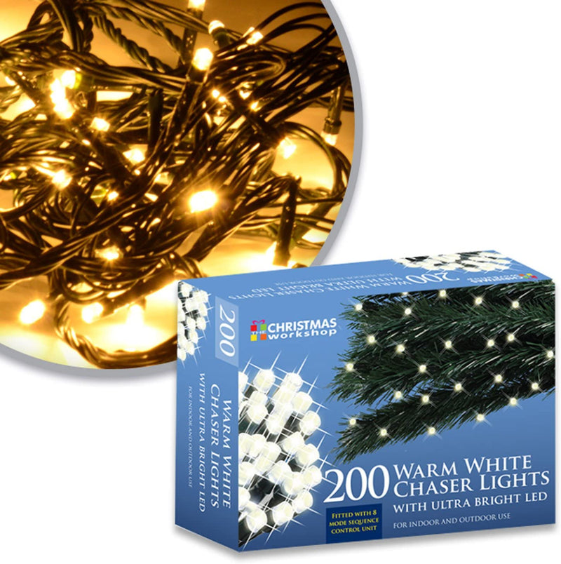 Warm White Ultra Bright LED String Chaser Lights - 200 LED