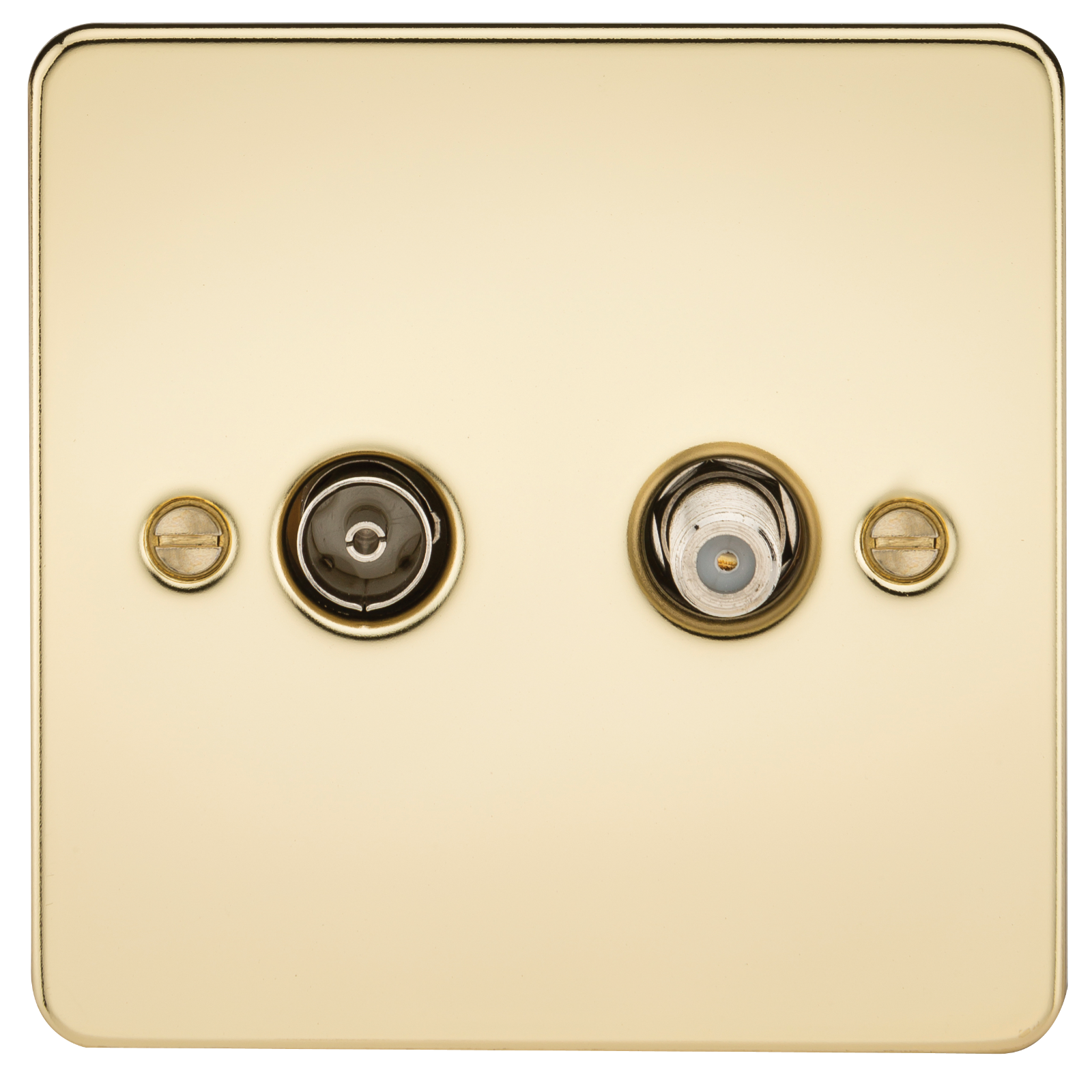 Flat Plate TV and SAT TV Outlet (isolated) - Polished Brass
