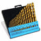 19pc Titanium Nitride Coated HSS Drill Bit Set Size 1-10mm