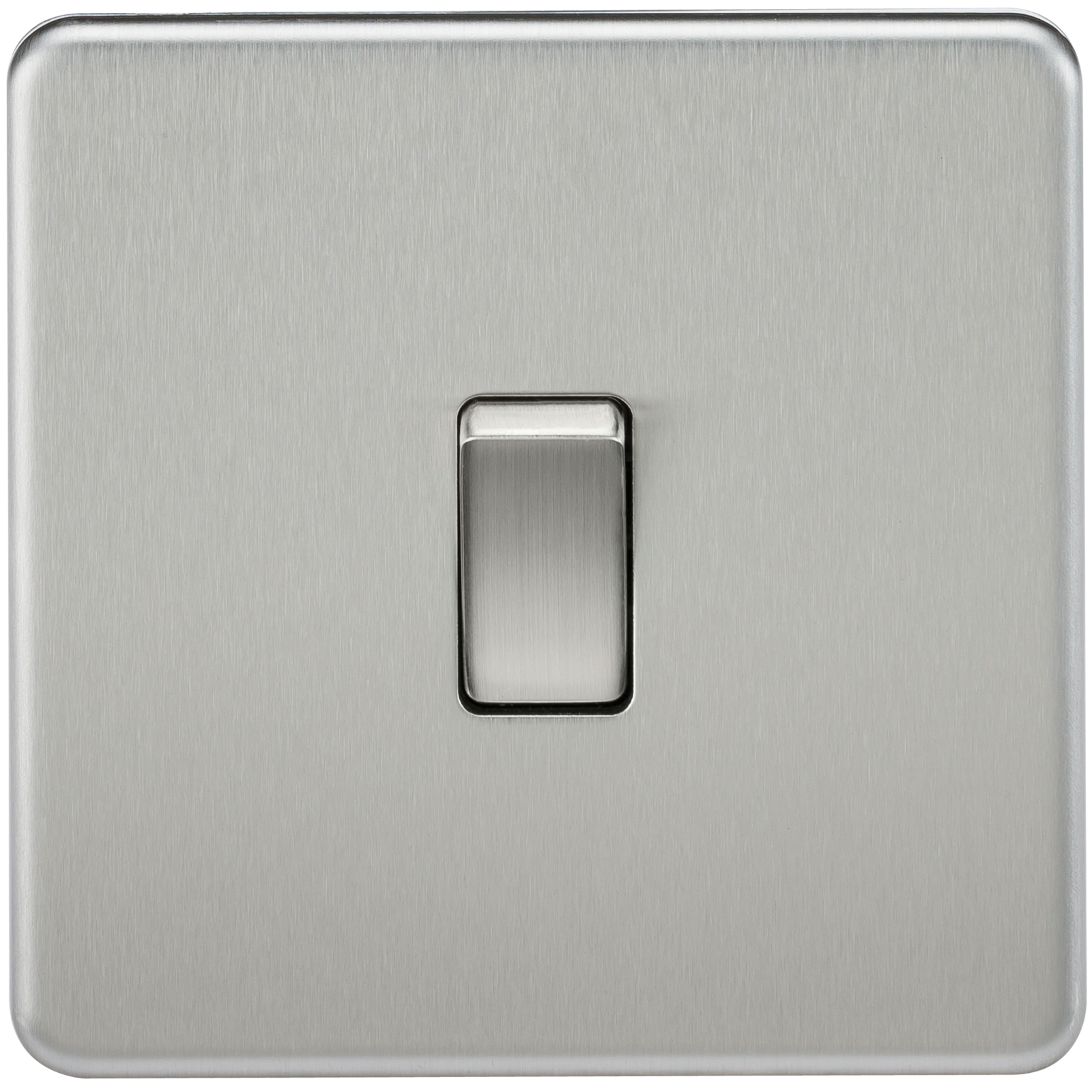 10A 1G 230V Screwless Brushed Chrome Intermediate Switch Wall Plate