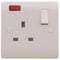 Sline 1 Gang White 13a Switched Single Pole UK Plug Socket with Neon