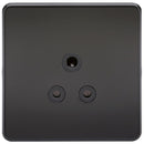 1G 5A Screwless Matt Black Round Pin 230V Unswitched Electrical Wall Socket