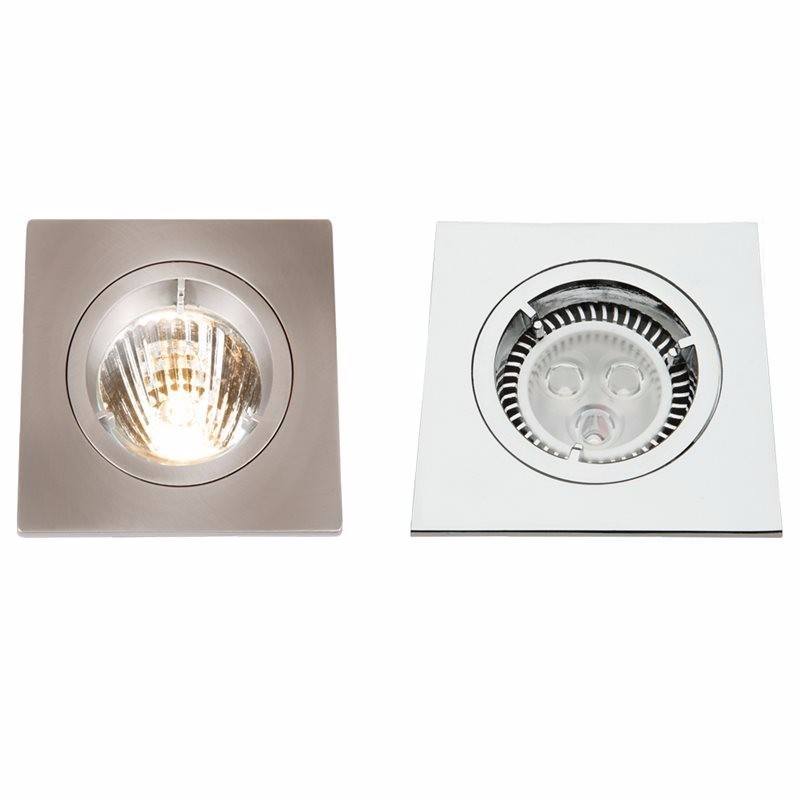 Die-Cast MR16 50mm Low Voltage Square Downlight, Polished Chrome