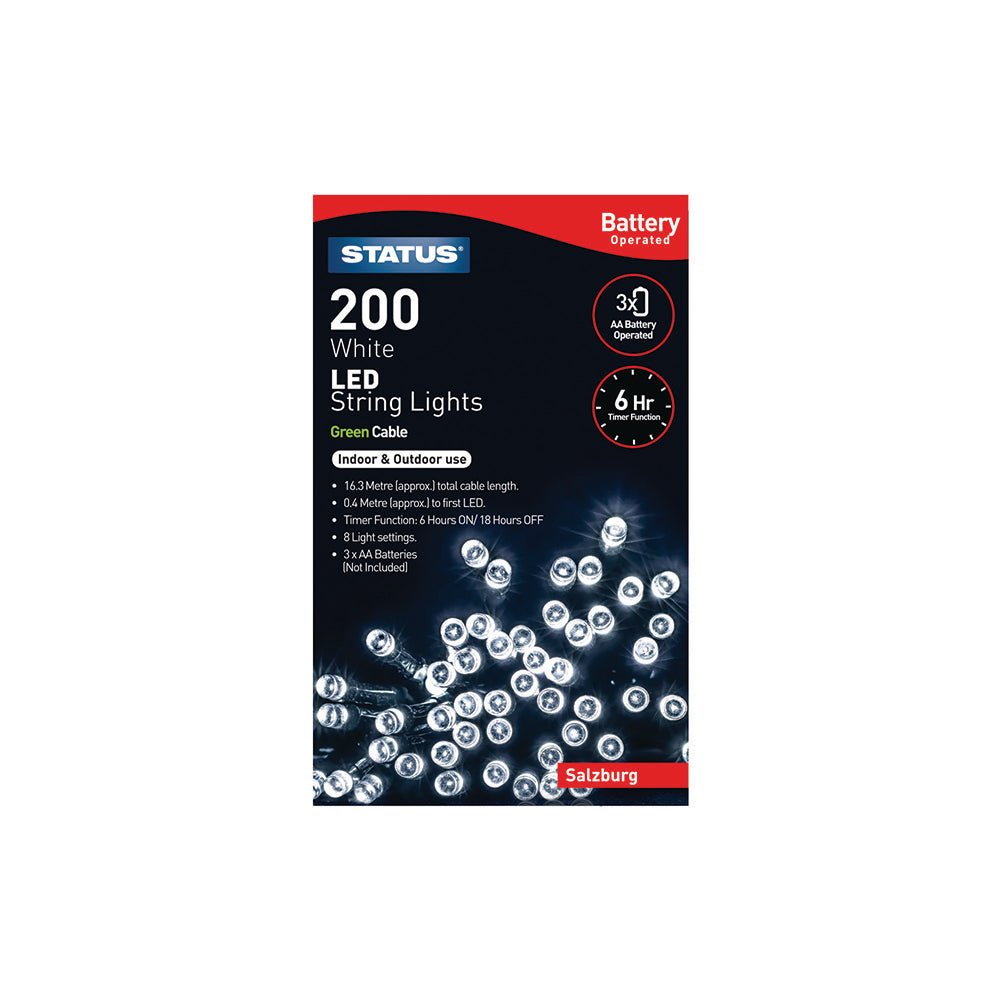 200 LED Indoor/Outdoor Battery String Lights - White