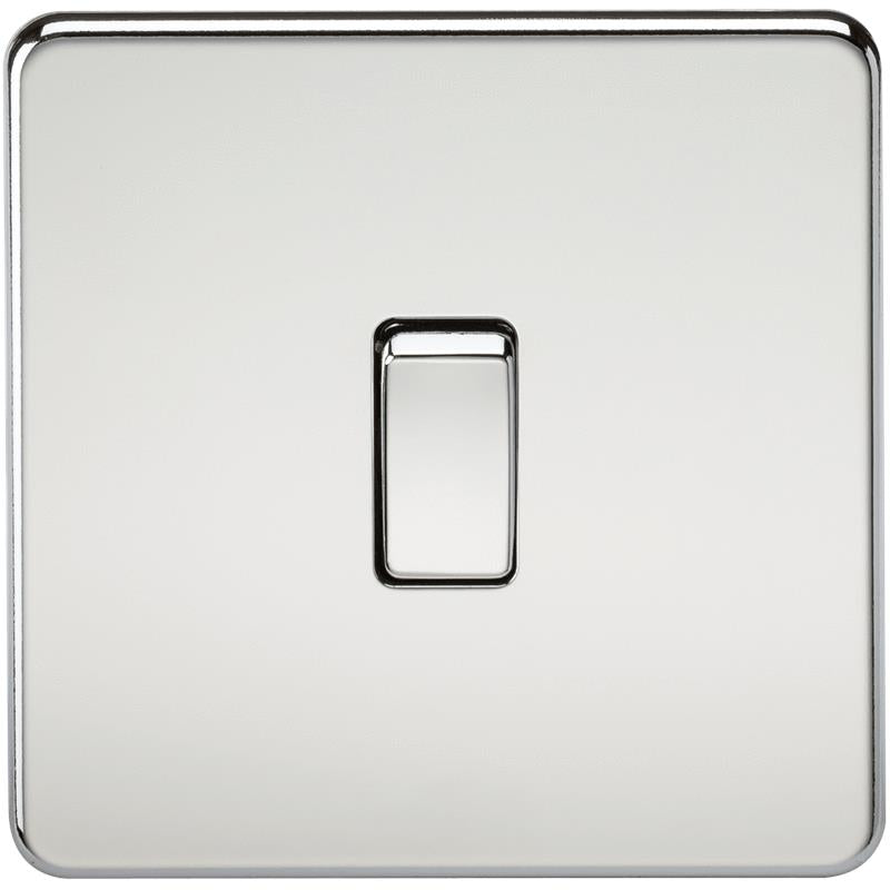 20A 1G DP 230V Screwless Polished Chrome Electric Wall Plate Switch