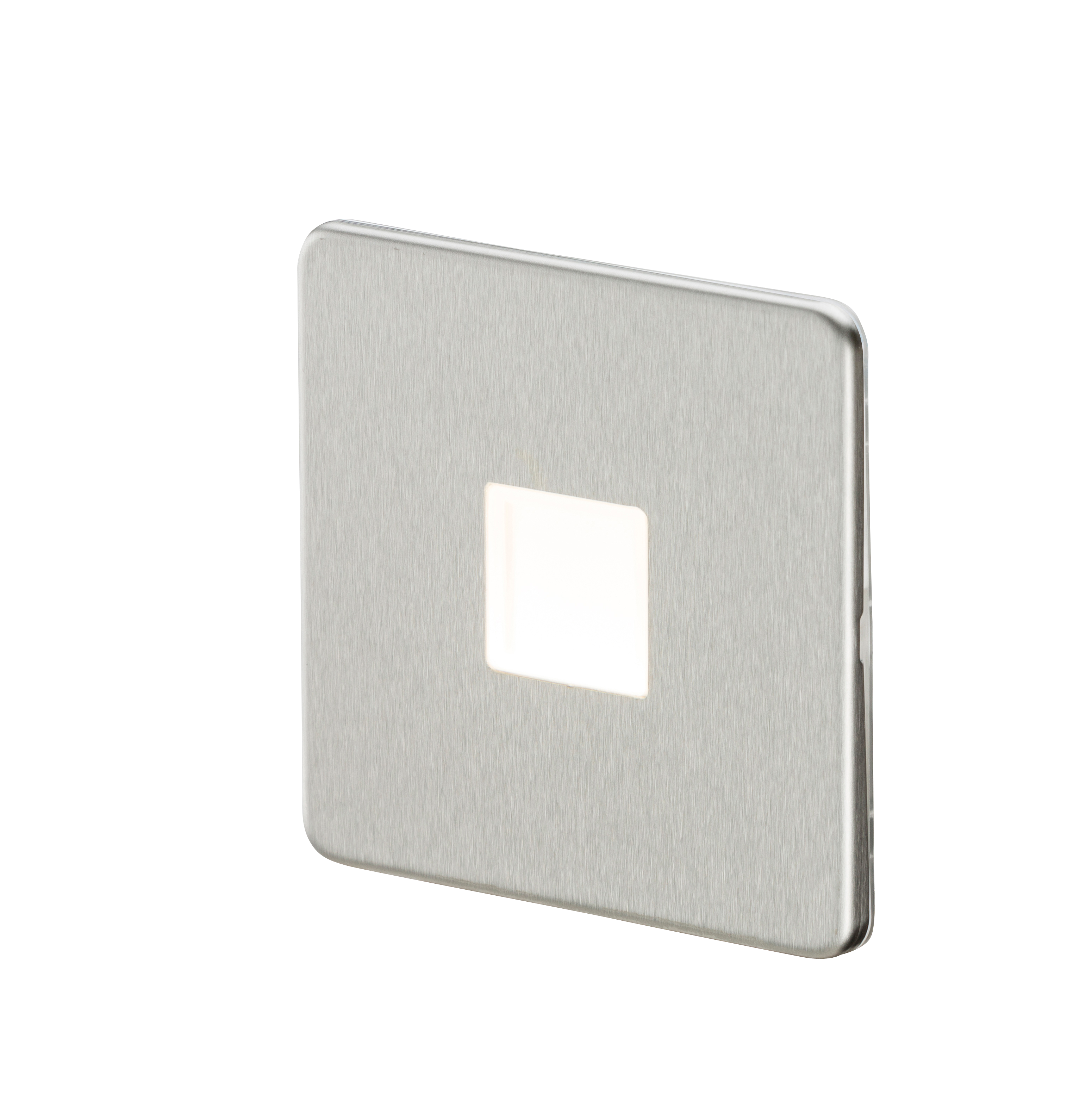 Screwless 230V LED Plinth Light - Brushed Chrome