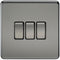 10A 3G 2 Way 230V Screwless Black Nickel Electric Wall Plate Switch