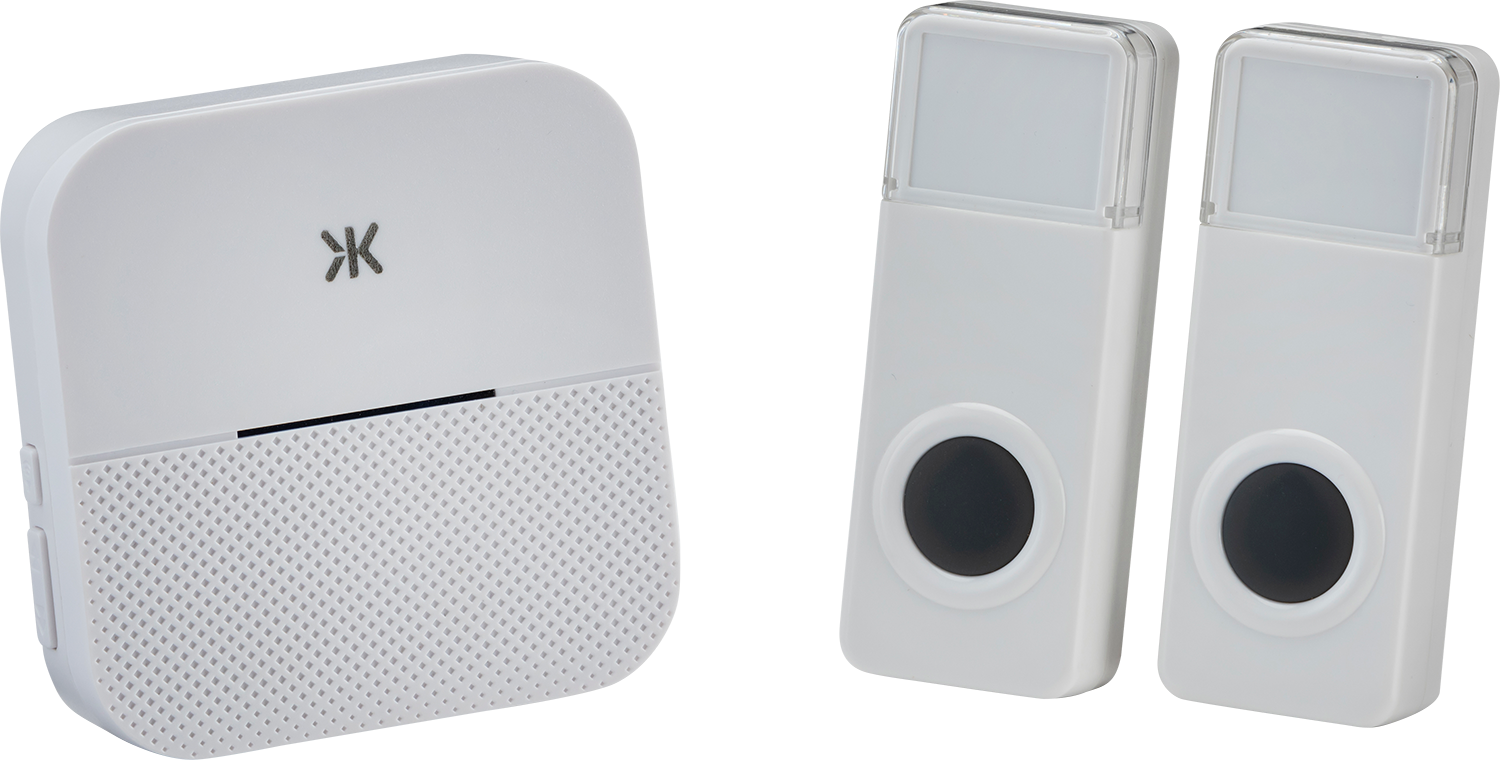 Wireless plug in dual entrance door chime system - white