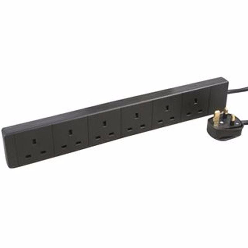 2M 6G Black Extension Lead with Neon