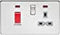 Screwless 45A DP switch and 13A switched socket with neons - polished chrome with grey insert