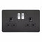 2G DP 13A Screwless Matt Black 230V UK 3 Pin Switched Electric Wall Socket