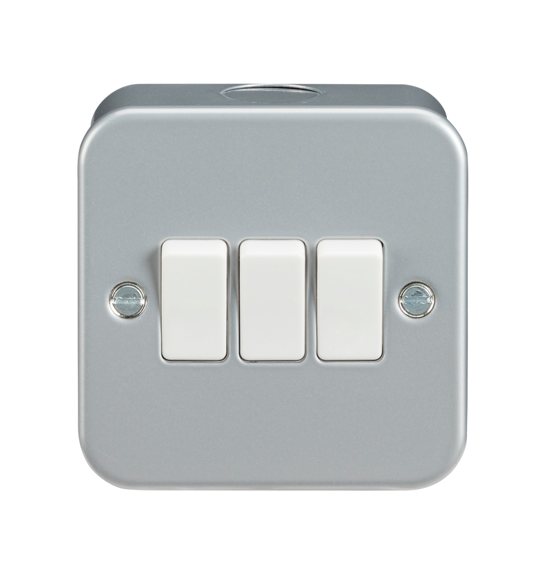 10A 3G 2 Way 230V Metal Clad Electric Wall Plate Switch