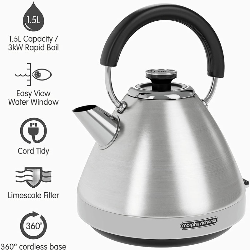 Venture 1.5L Pyramid Kettle, Stainless Steel