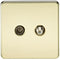 Coaxial TV and SAT TV Outlet 1G Screwless Polished Brass Isolated Wall Plate