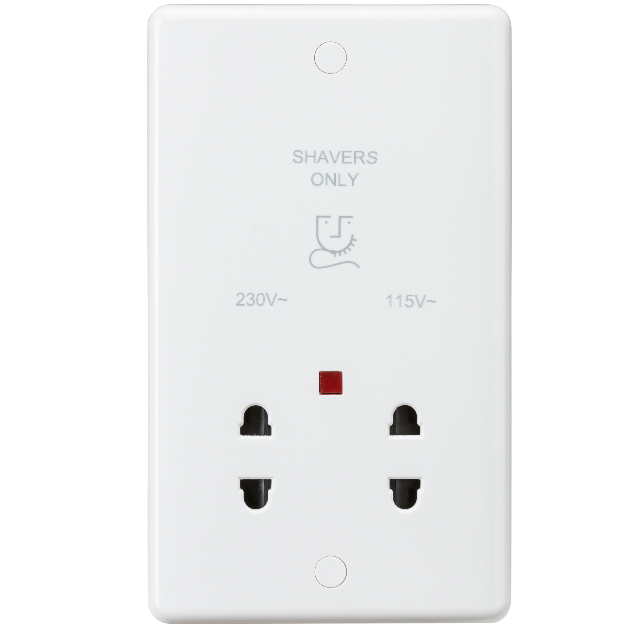 Curved Edge Dual Voltage Shaver Socket with Neon