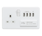 Screwless 13A switched socket with quad USB charger (5.1A) - matt white