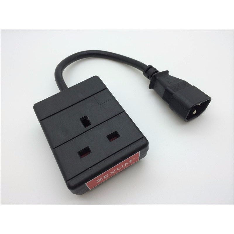 Economy IEC C14 Male to 13A 1 Gang UK Mains Socket Adapter - 10m