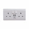 Sline 13A White 2G 230V UK 3 Switched Electric Wall Socket & 2 USB Charger Port