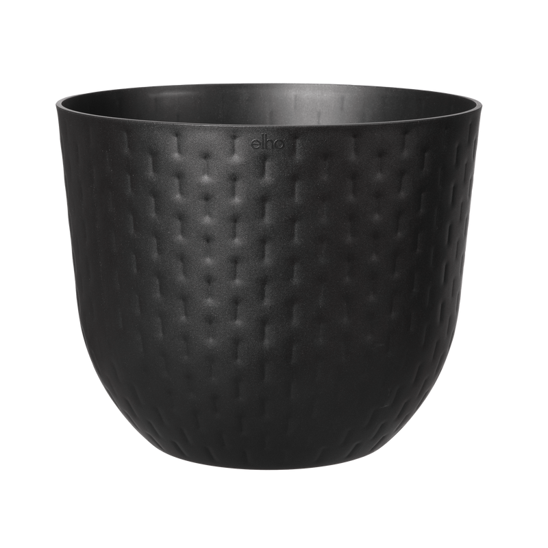 Fuente Grains 30cm Round Plastic Indoor & Outdoor Plant Pot - Onyx Black