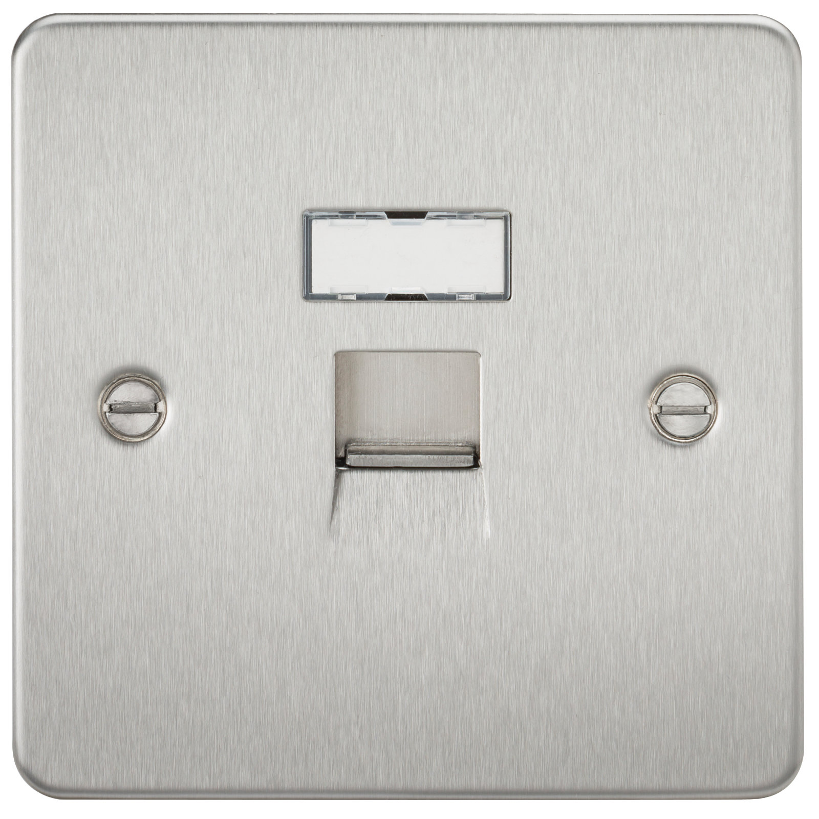 RJ45 Network Outlet Flat Plate - Brushed Chrome