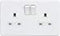Screwless 13A 2G DP switched socket - Brushed chrome with grey insert