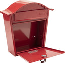 Classic Styled Post Steel Letter Box With Name Plate - Red