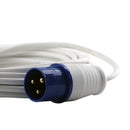 16A 230V Black Male to 1 Gang Socket Hook Up Extension Cable Lead - 25m
