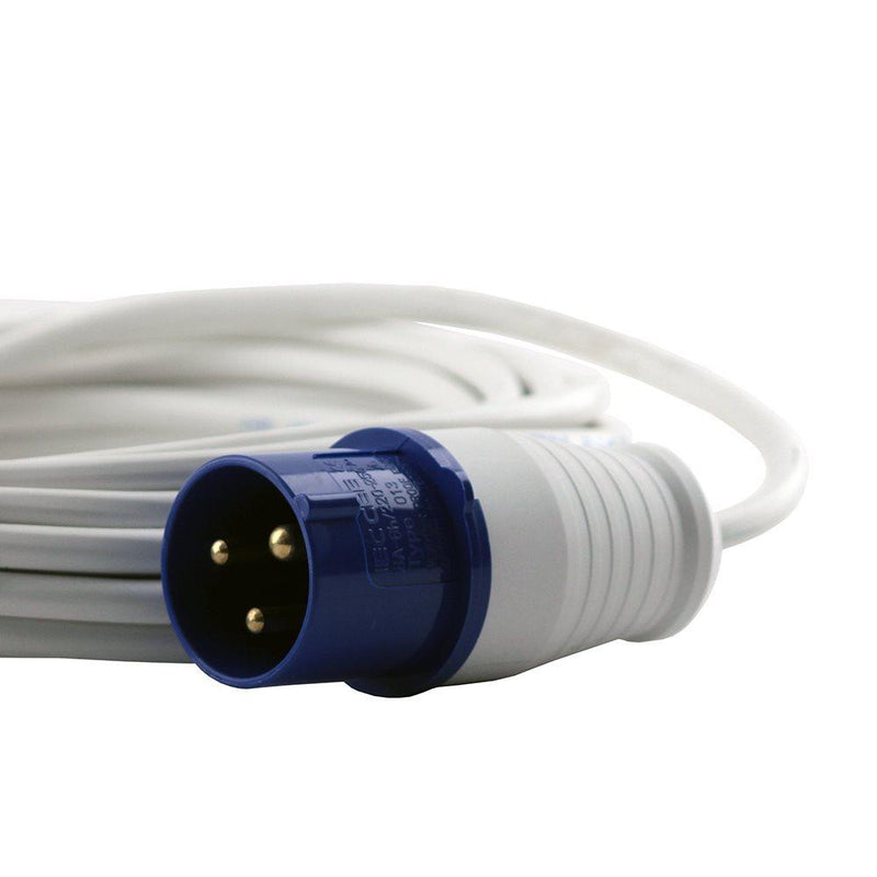 16A 230V Black Male to 1 Gang Socket Hook Up Extension Cable Lead - 25m
