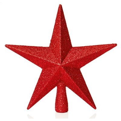 20cm Glitter Tree Top Star, Red