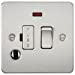 Flat Plate 13A switched fused spur unit with neon and flex outlet - brushed chrome