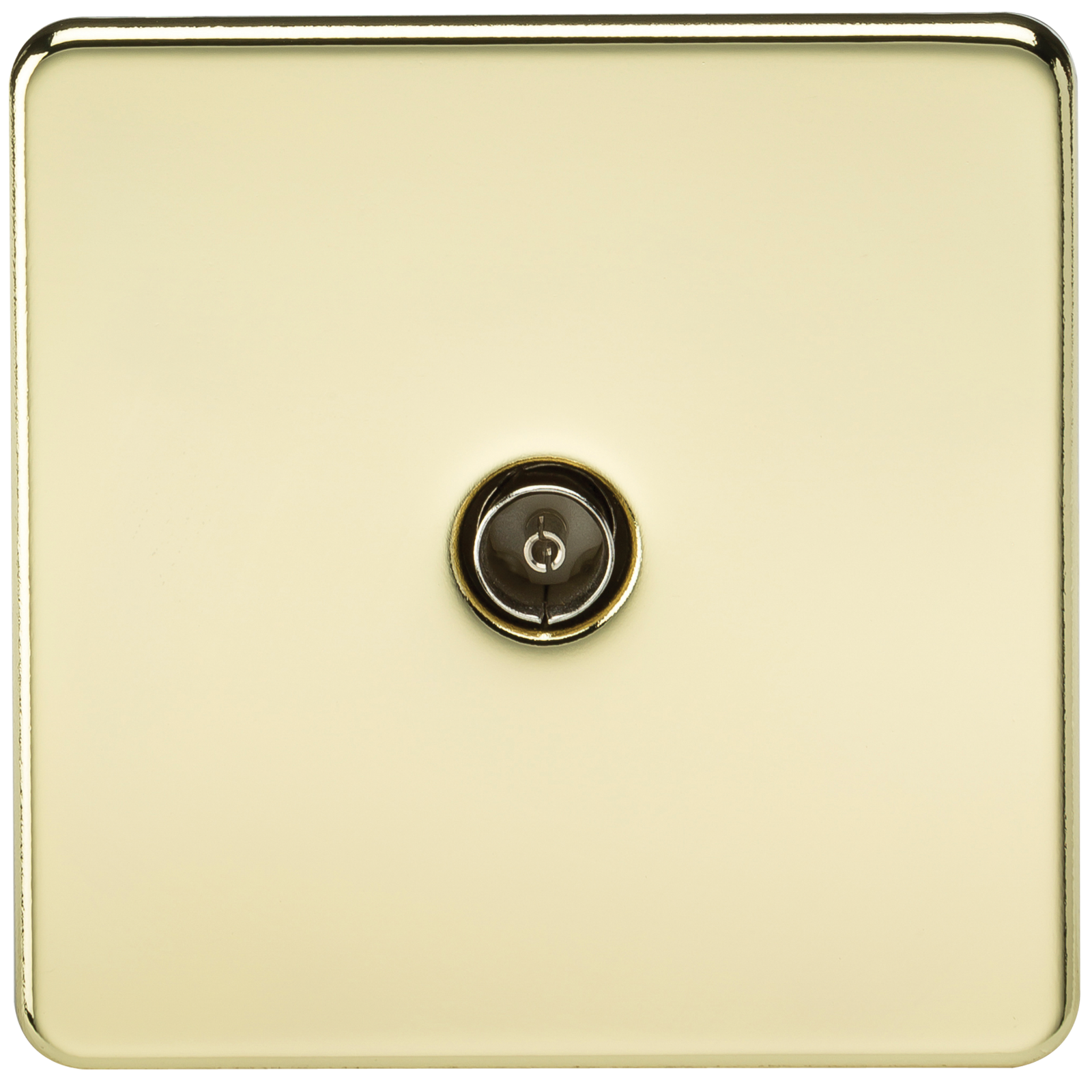 Coaxial TV Outlet 1G Screwless Polished Brass Un-Isolated Wall Plate
