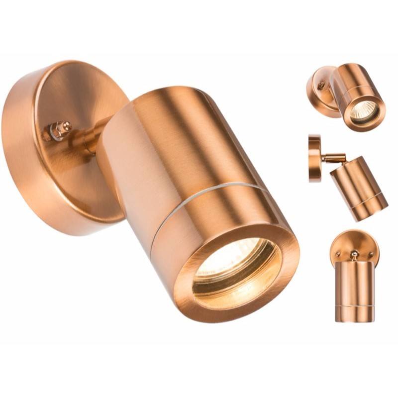 Adjustable IP65 Brushed Copper Indoor Outdoor Single Wall Light